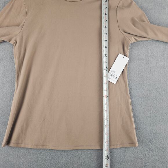 Yogalicious Taupe Mock Neck Ultra Lush Long Sleeve Good Karma Top Large - Picture 5 of 6